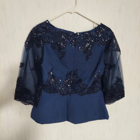 3 Piece Pants Suite Formal Outfit with Jacket Chiffon Lace Appliques - Picture 7 of 7